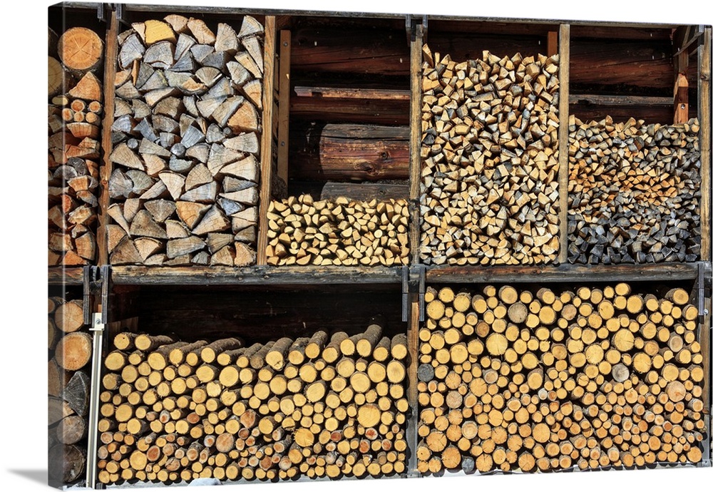 Details of firewood stack, Switzerland, Europe