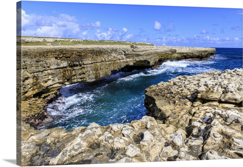 Devil's Bridge, geological limestone rock formation and arch, Willikies, Antigua, Antigua and Barbuda, Leeward Islands, We...
