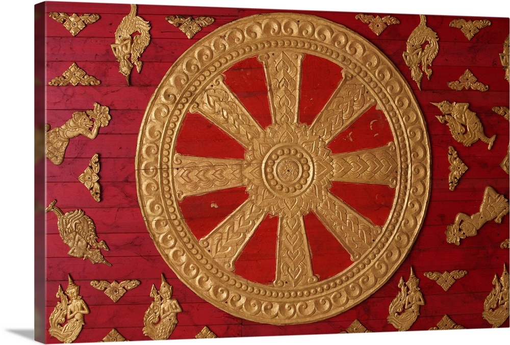 Dharma Wheel at Wat Si Muang, Vientiane, Laos, Indochina