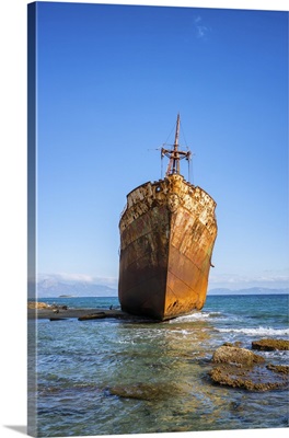 Dimitrios Boat Shipwreck On A Sandy Beach Near Gythio, Peloponnese, Greece