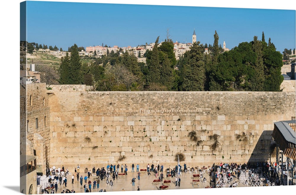 Division between the male section on left and female section on right, of the Wailing Wall in Jerusalem, Israel
