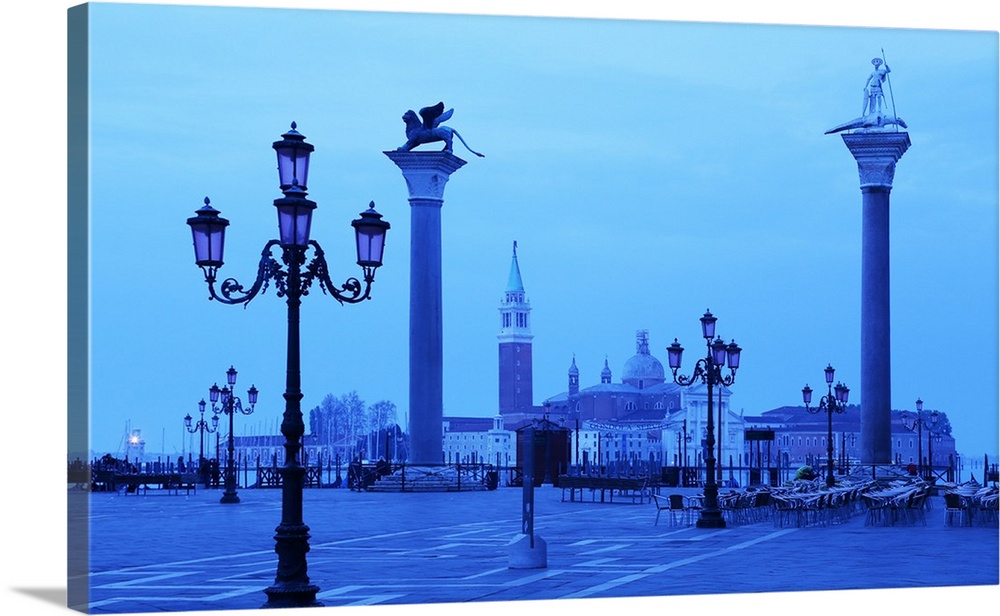 Doge's Palace and Piazzetta against San Giorgio Maggiore in early morning light, Venice, Veneto, Italy