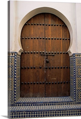 Door in the Quartier des Andalous, Medina, Fes el Bali, Fez, Morocco, Africa