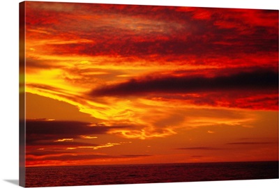 Dramatic sky and red clouds at sunset, Antarctica,, Polar Regions