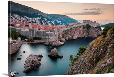 Dubrovnik and the City Walls at sunrise, Dubrovnik, Croatia