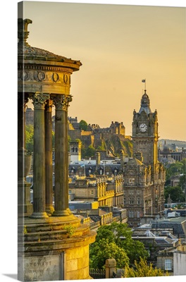Edinburgh Castle, Balmoral Hotel And Dugald Stewart Monument, Edinburgh, Scotland