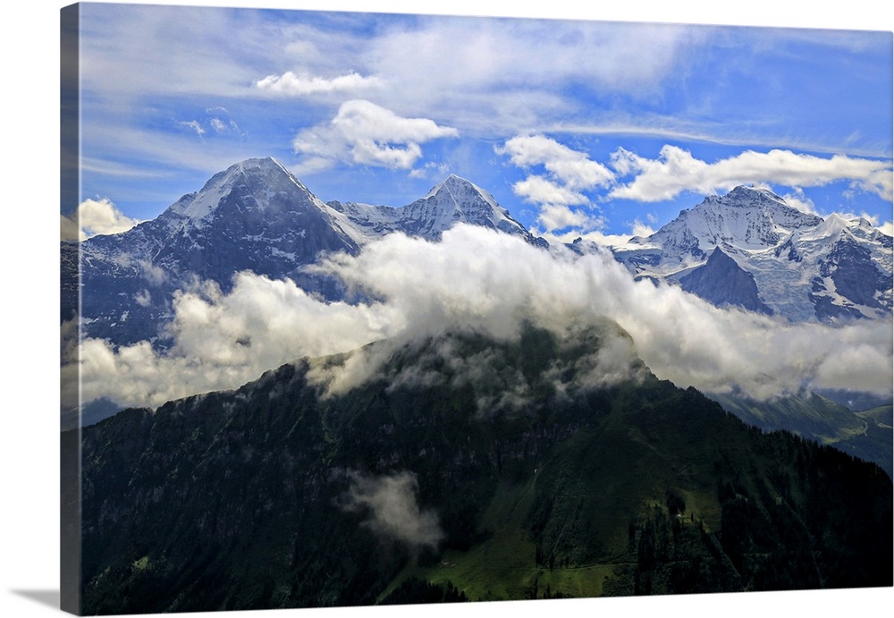 Eiger, Monch and Jungfrau, seen from Schynige Platte, Bernese Oberland, Canton of Bern, Switzerland