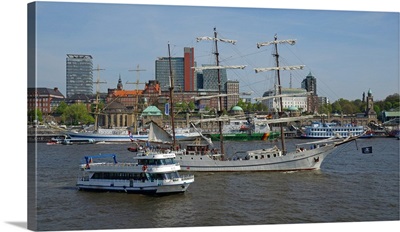 Elbe River at Landing Stages, Hamburg, Germany