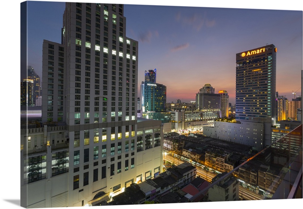 Elevated view of city skyline, Bangkok, Thailand, Southeast Asia