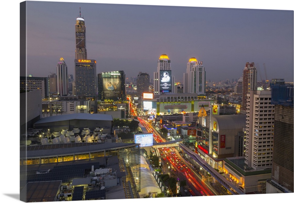 Elevated view of city skyline, Bangkok, Thailand, Southeast Asia