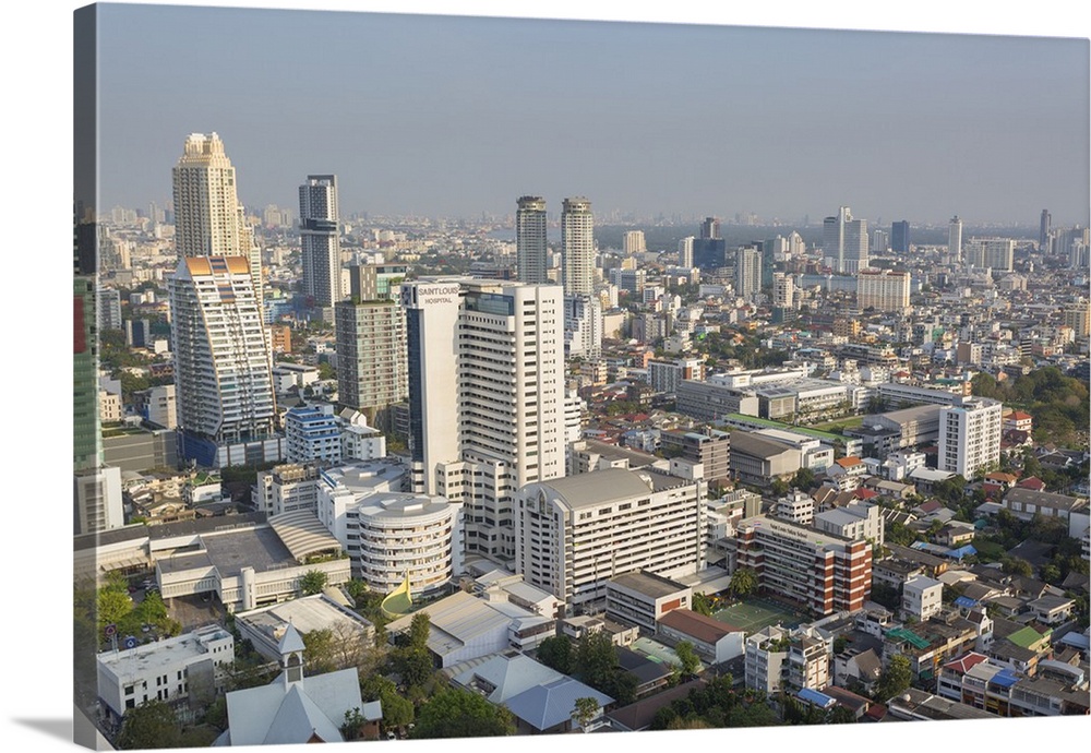 Elevated view of city skyline, Bangkok, Thailand, Southeast Asia