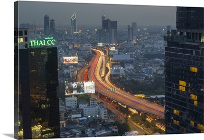 Elevated view of city skyline, Bangkok, Thailand, Southeast Asia
