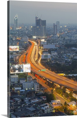 Elevated view of city skyline, Bangkok, Thailand, Southeast Asia