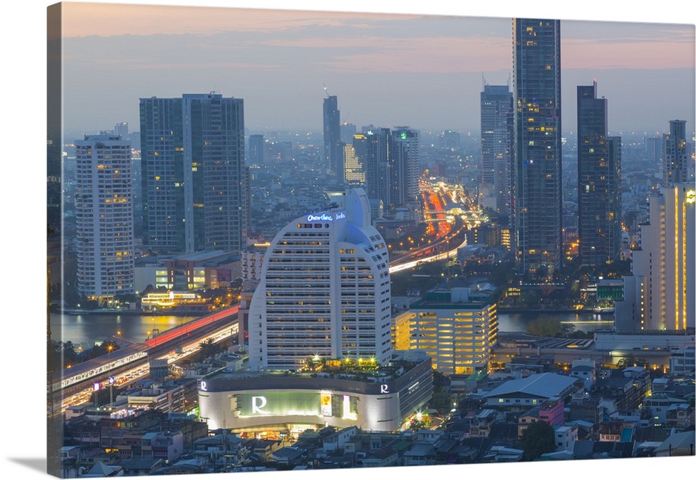 Elevated view of city skyline, Bangkok, Thailand, Southeast Asia