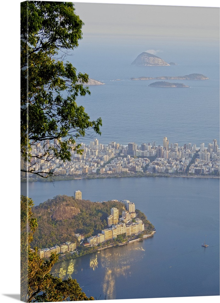 Elevated view of the Rodrigo de Freitas Lagoon, Corcovado, Rio de Janeiro, Brazil, South America