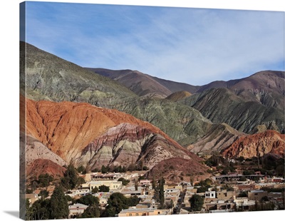 Elevated view of the town and the Hill of Seven Colours Purmamarca, Argentina