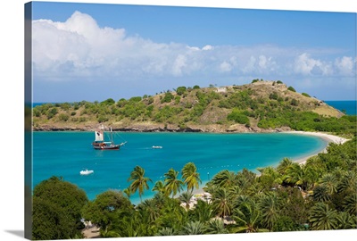 Elevated view over Deep Bay, near the town of St. John's, Antigua, Leeward Islands