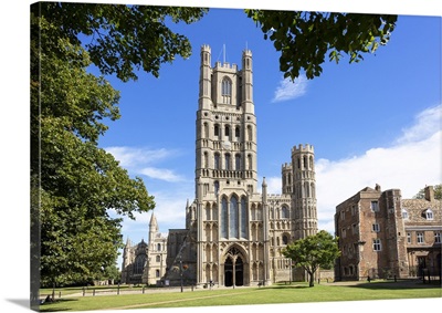 Ely Cathedral From Palace Green, Ely, Cambridgeshire, England