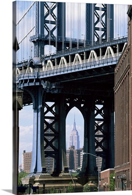 Empire State Building seen through the Manhattan Bridge, Brooklyn, NYC