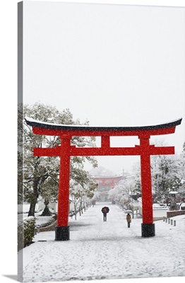 Entrance path to Fushimi Inari Shrine in winter, Kyoto, Japan