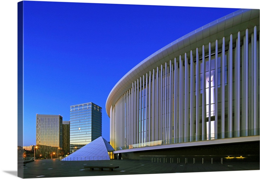 European Court of Justice and New Philharmonic Hall on Kirchberg in Luxembourg City, Grand Duchy of Luxembourg