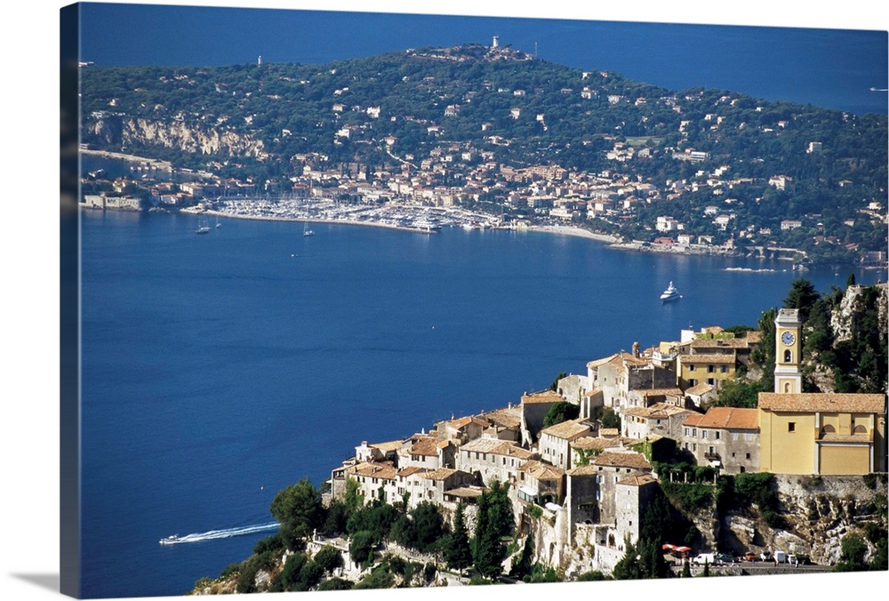 Eze village and Cap Ferrat in background, Provence, French Riviera, France