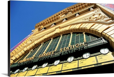 Facade of front of Flinders Street station, Melbourne, Victoria, Australia