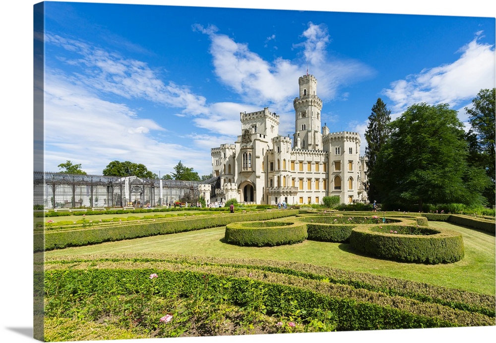 Facade of The State Chateau of Hluboka and park, Hluboka nad Vltavou, South Bohemian Region, Czech Republic (Czechia), Europe