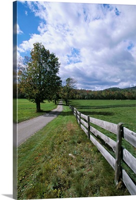 Fence and country road, Holderness, New Hampshire