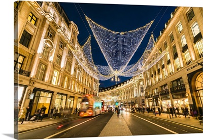 Festive Christmas lights in Regent Street in 2016, London, England