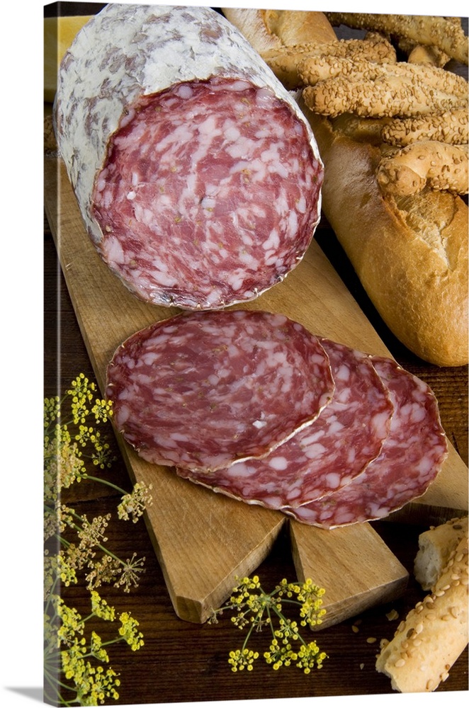 Finocchiona, Tuscan salame with fennel seeds, Italy, Europe