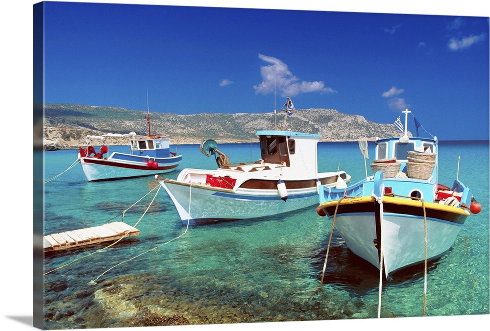 Fishing boats at Anopi Beach, Karpathos, Dodecanese, Greek Islands, Greece, Europe