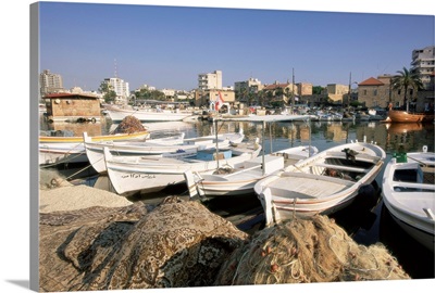 Fishing boats in the fishing harbour, Tyre (Sour), The South, Lebanon, Middle East