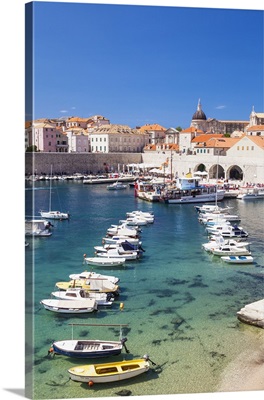 Fishing boats in the Old Port, Dubrovnik Old Town, Dubrovnik, Dalmatian Coast, Croatia