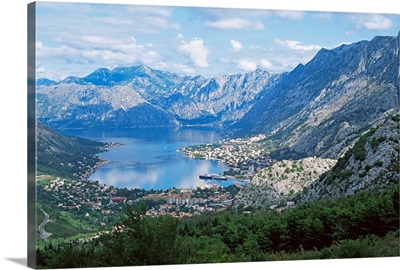Fjord and town of Kotor, northern Montenegro
