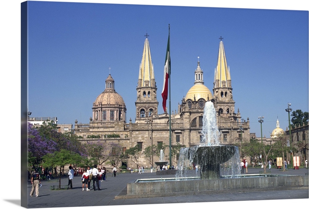Fountain In Front Of The Christian Cathedral In Guadalajara Jalisco Mexico Wall Art Canvas Prints Framed Prints Wall Peels Great Big Canvas