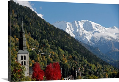 French Alps In Autumn, Baroque Church, France
