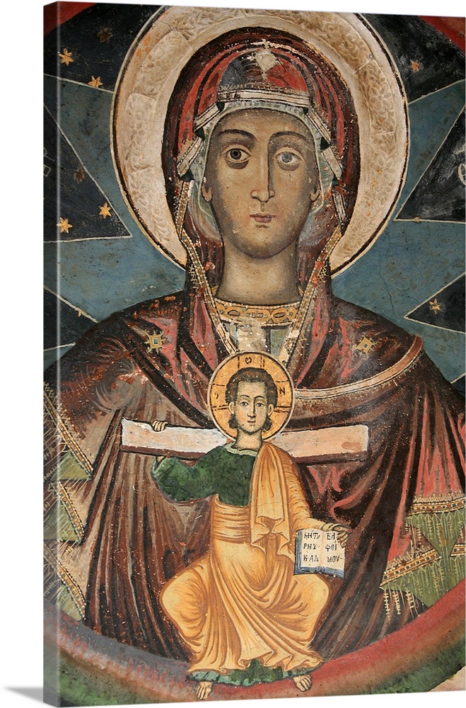 Fresco in Koutloumoussiou Monastery on Mount Athos, UNESCO World Heritage Site, Greece, Europe.