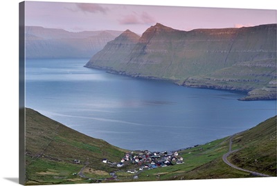 Funningur in Funningsfjordur, with view on Eysturoy, Faroe Islands, Denmark