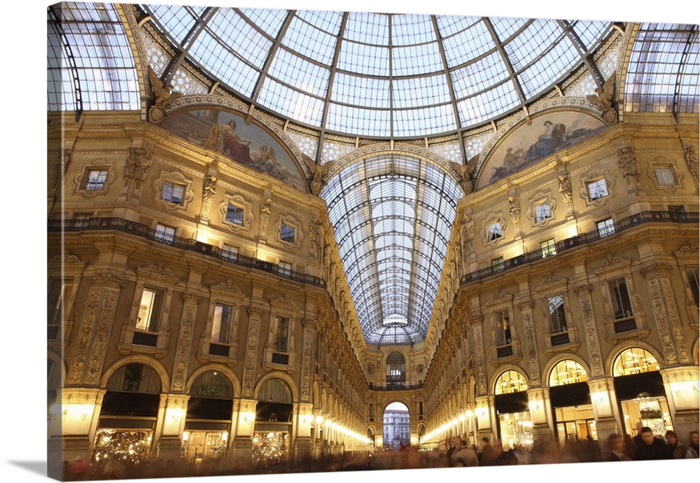 Galleria Vittorio Emanuele at dusk, Milan, Lombardy, Italy