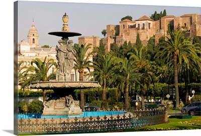 General Torrijos Square and Alcazaba, Malaga, Andalucia, Spain, Europe