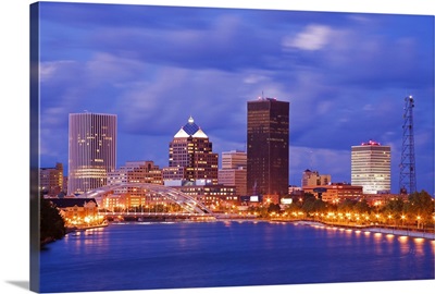 Genesee River and Rochester skyline, New York State