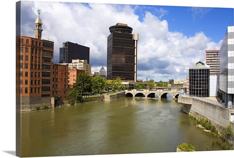 The Rochester, NY Architectural Skyline Collage T-Shirt White on