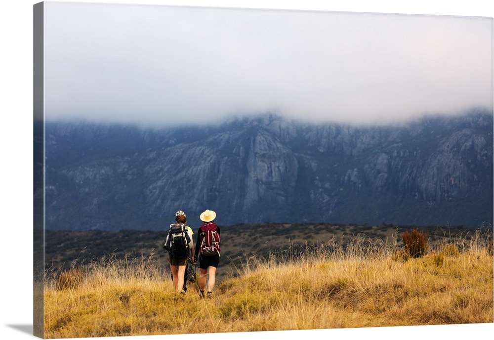 Girls hiking on a trail, Andringitra National Park, Ambalavao, central area, Madagascar, Africa