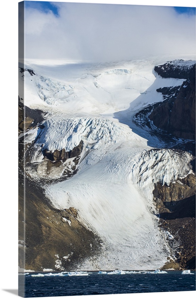 Glacier on Brown Bluff huge volcanic basalt, Tabarin Peninsula, Antarctica, Polar Regions