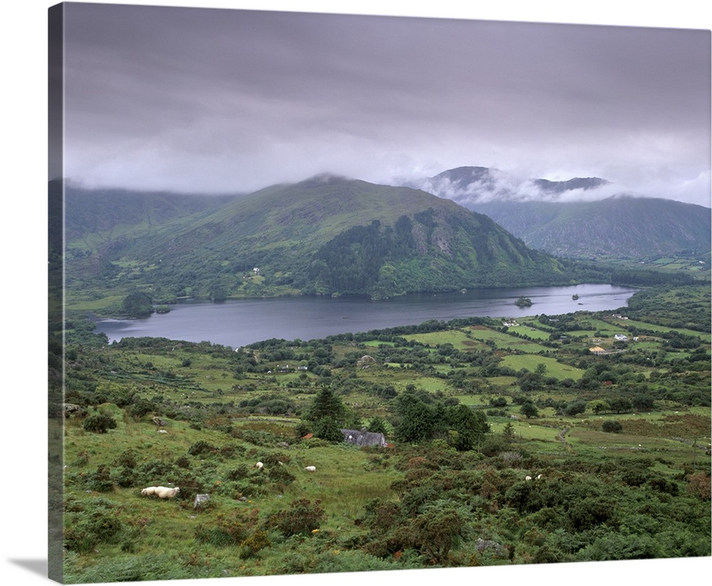 Glanmore Lake from Healy Pass, County Kerry, Munster, Republic of Ireland