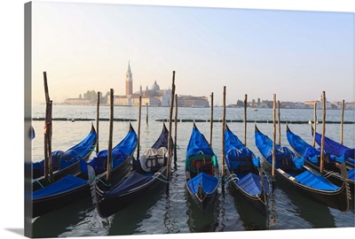 Gondolas on the Lagoon, San Giorgio Maggiore in the distance, Venice, Veneto, Italy