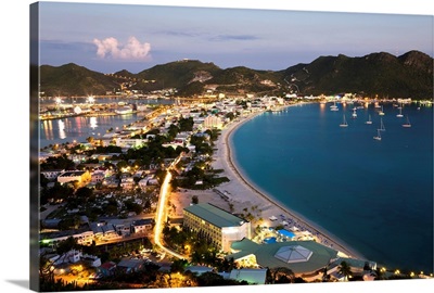 Great Bay and the Dutch capital of Philipsburg, St. Maarten, Netherlands Antilles