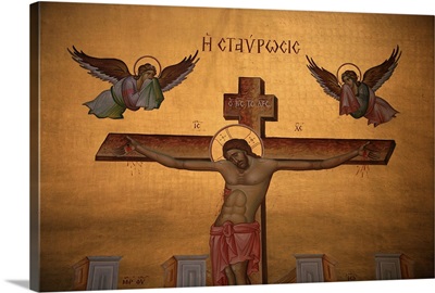 Greek Orthodox icon depicting Christ on the cross, Thessaloniki, Macedonia, Greece