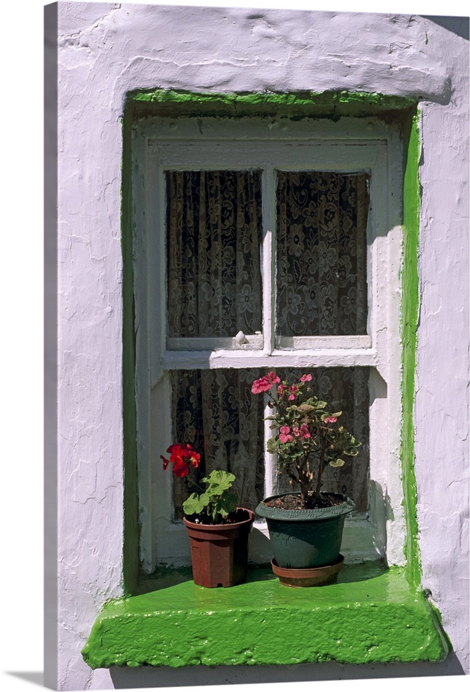 Green window in traditional house, Cashel, Munster, Republic of Ireland